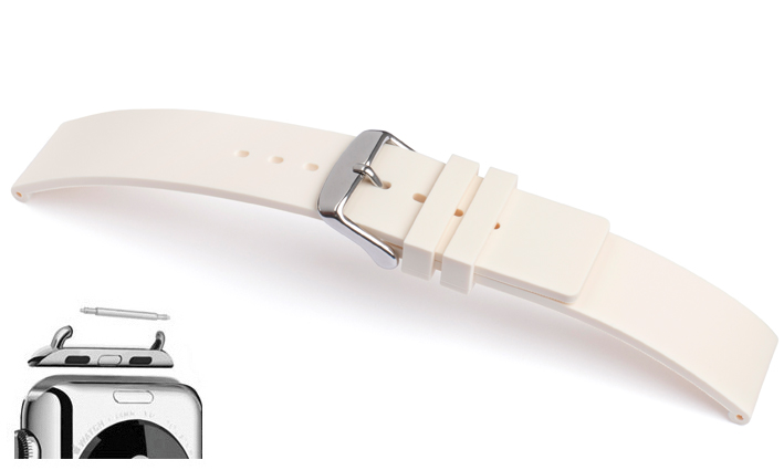 Horlogeband rubber Atlanta Creme | voor Apple watch 