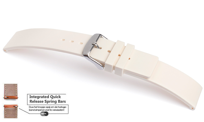 Horlogeband rubber Atlanta Creme | voor Fossil Q