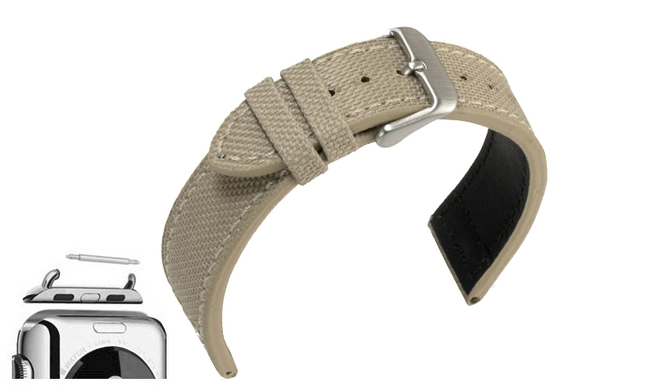 Horlogeband Canvas beige | voor Apple watch 