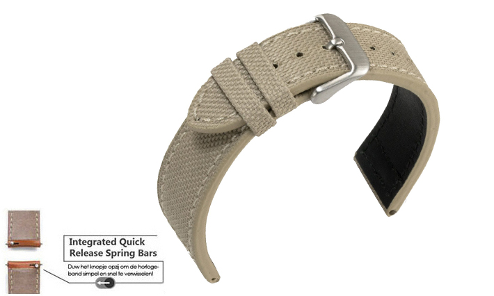 Horlogeband Canvas beige | voor Garmin horloge bandjes