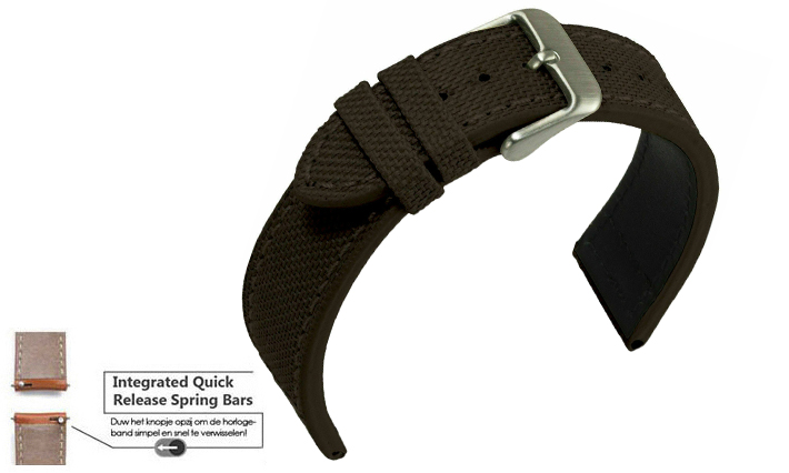 Horlogeband Canvas bruin | voor LG