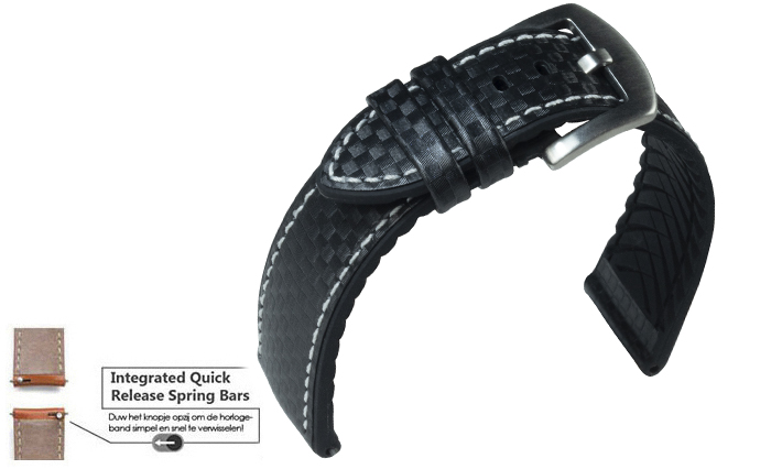 Horlogeband Waterproof Carbon Wit Stiksel | voor Michael Kors Smartwatch‎