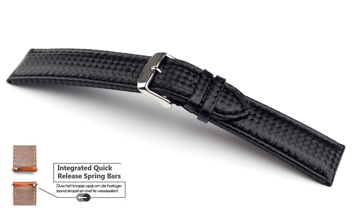 Horlogebandje Carbon Zwart | voor Motorola Moto 