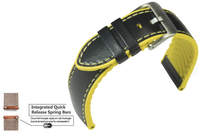 Horlogeband Waterproof James zwart/geel | voor Motorola Moto