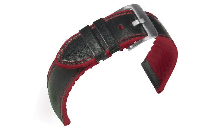 Horlogeband Waterproof James zwart/rood | voor Edox