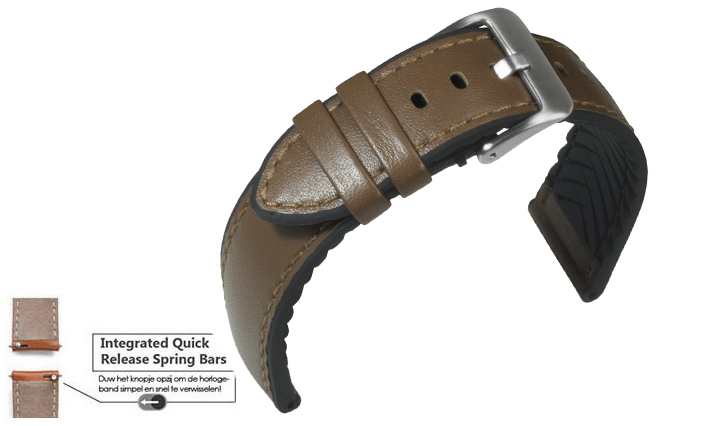 Horlogeband Waterproof James middenbruin | voor Ticwatch 
