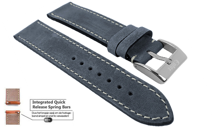 Horlogeband Vintage Nubuck blauw | voor LG