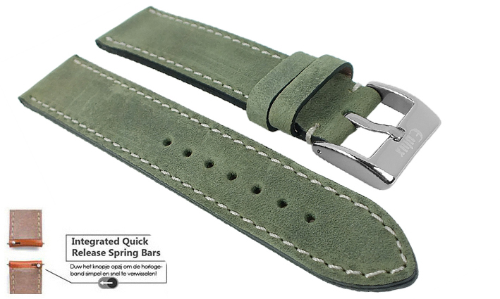 Horlogeband Vintage Nubuck groen | voor Motorola Moto 