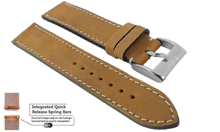 Horlogeband Vintage Nubuck middenbruin | voor Fossil Q