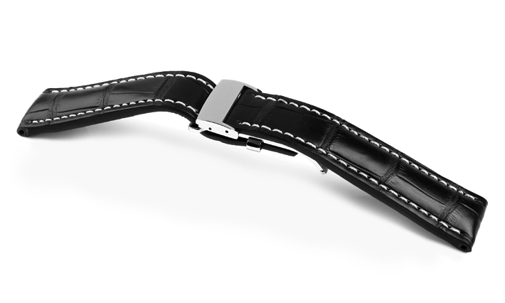 Horlogebandje Chronogrande Alligator zwart  | passend voor Breitling horlogeband 