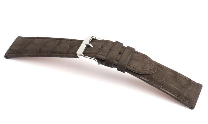 Horlogeband Alligator Nubuck donkerbruin | voor Chronoswiss 