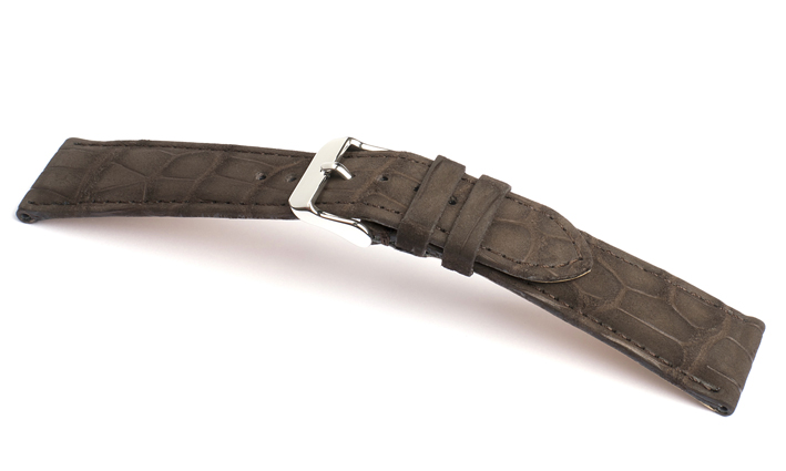 Horlogeband Alligator Nubuck donkerbruin | voor Rolex