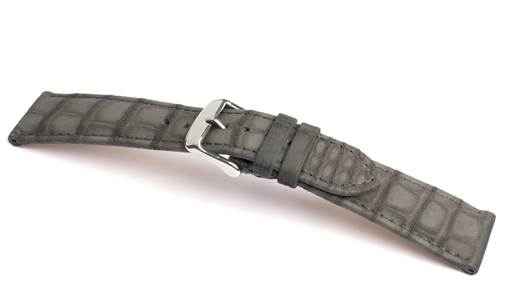 Horlogeband Alligator Nubuck grijs | voor Leer