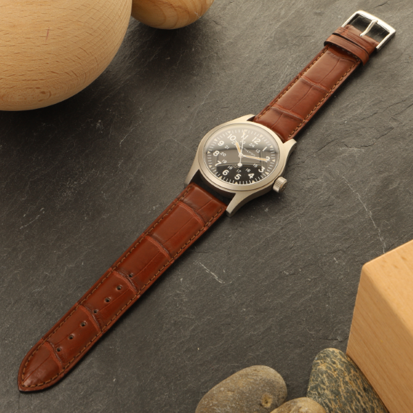 Horlogeband Alligator Classic Plat mahagoni | voor Patek Philippe
