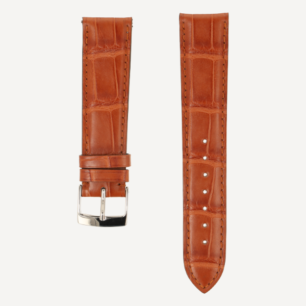 Horlogeband Alligator Classic Plat cognac | voor Cartier