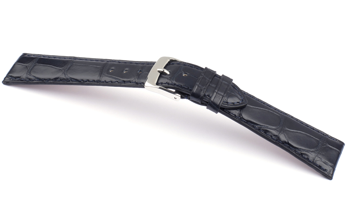 Horlogeband Alligator Classic Plat donkerblauw | voor Cartier 