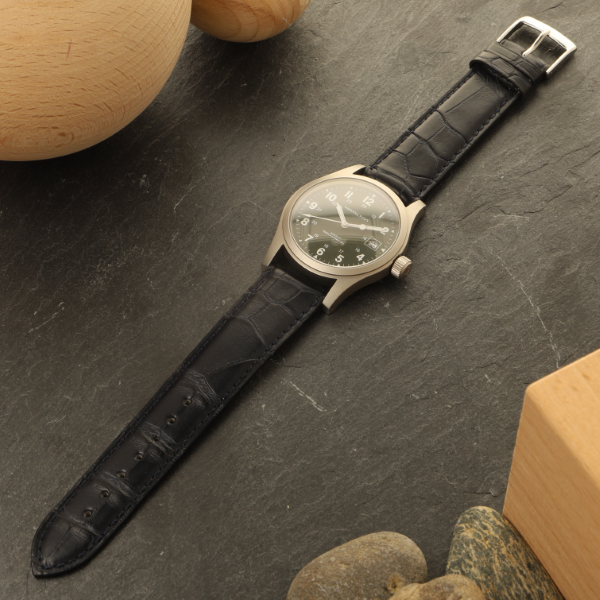 Horlogeband Alligator Classic Plat donkerblauw | voor Patek Philippe