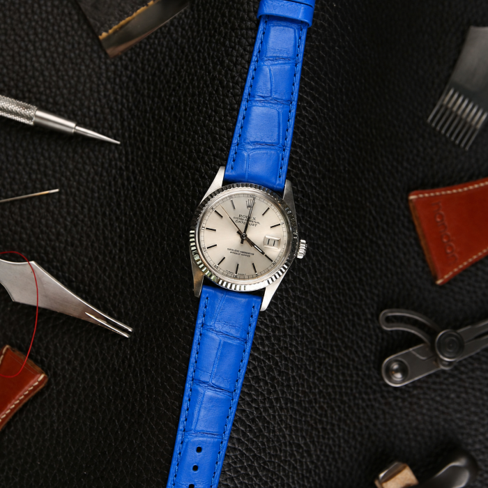 Horlogeband Louisiana azuurblauw | voor Certina