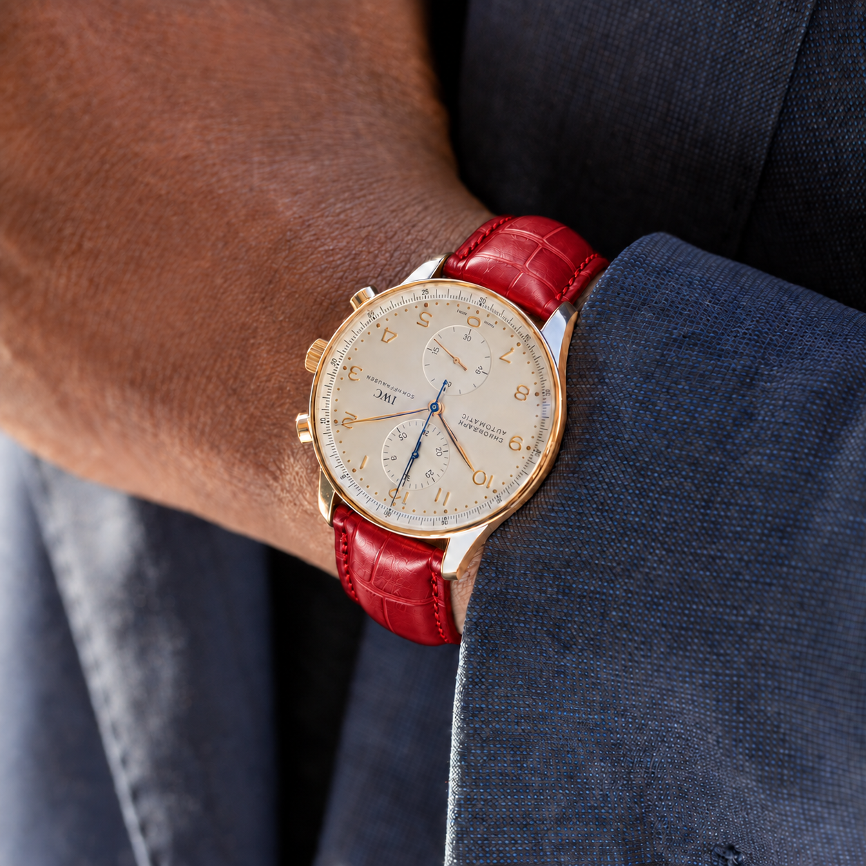 Horlogeband Louisiana rood | voor Raymond Weil