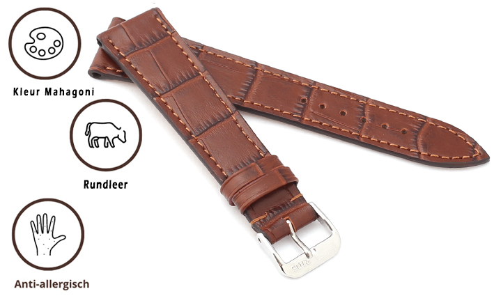 Horlogeband Baltimore mahagoni | voor Timex