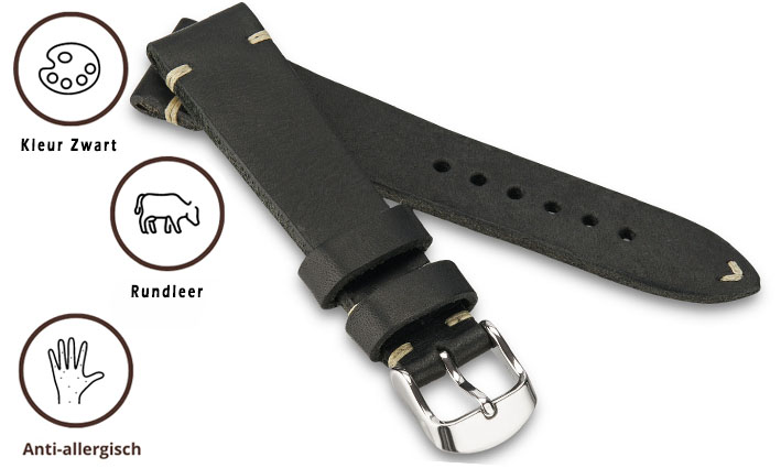 Horlogeband Tiber zwart | voor Bell & Ross