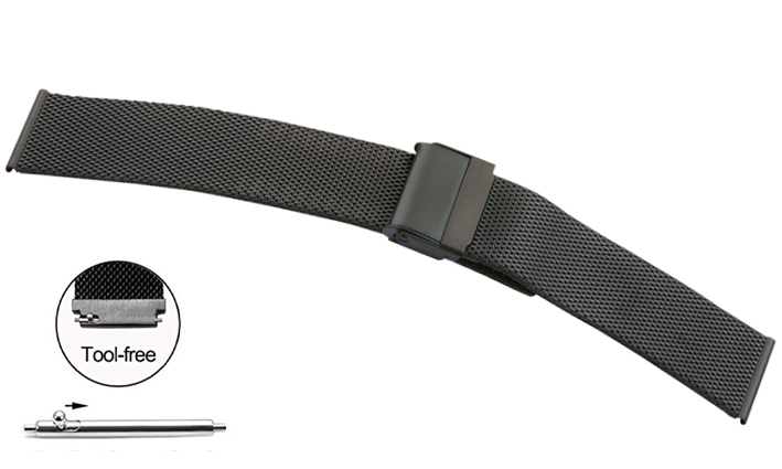Horlogeband Easy Change Milanaise Black | passend voor Metaal 